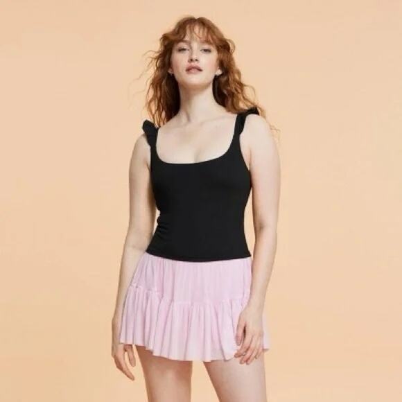 Blogilates NWT Women's Ruffle Tank Black Size XL - Picture 1 of 9